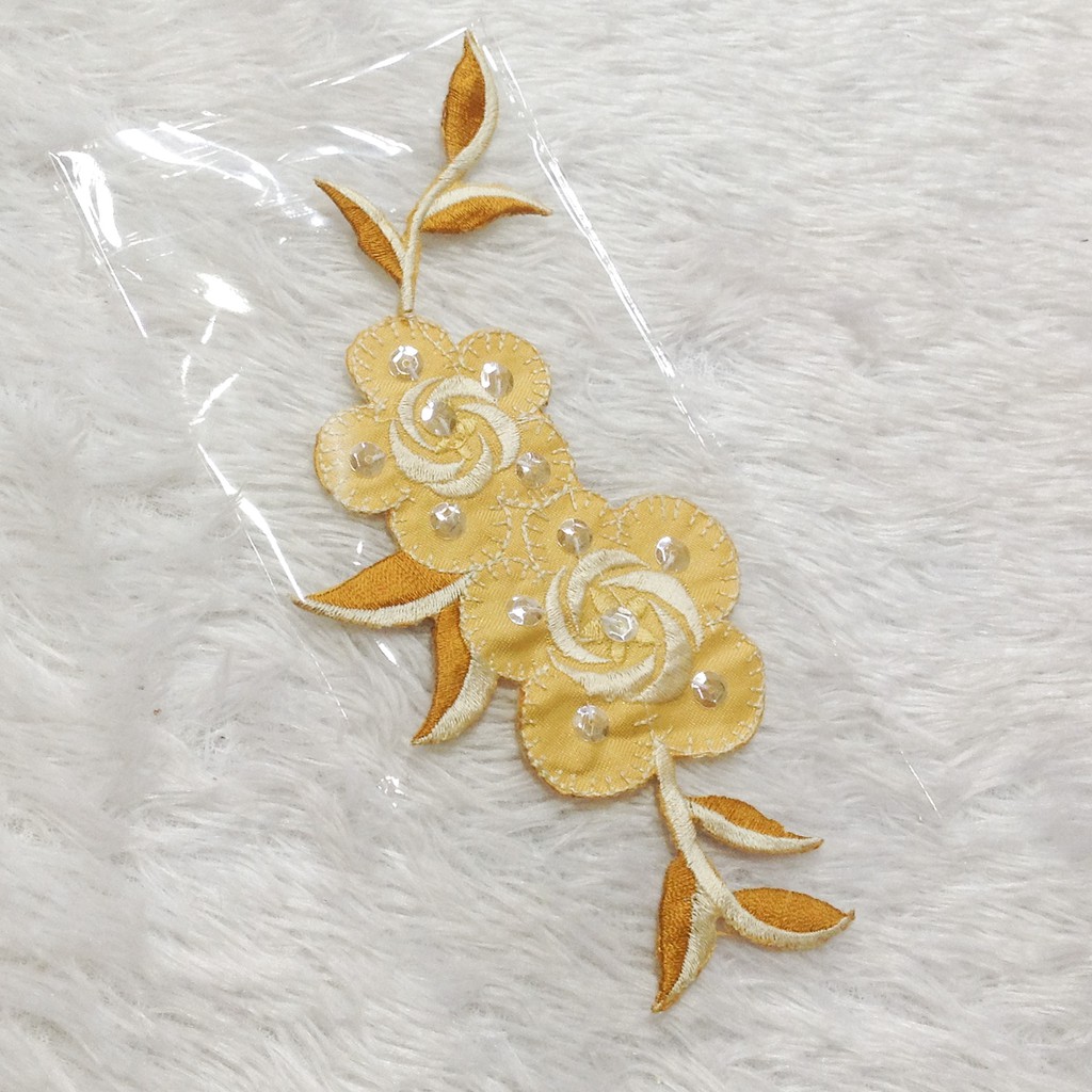 Bông thêu sẵn 3d vải kết nhiều màu trang trí áo dài váy đầm