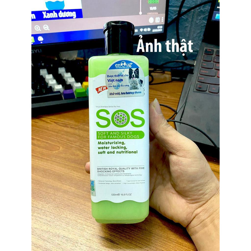 SOS Xanh Ngọc- Sữa Tắm SOS cho chó mèo 530ml loại làm mượt lông