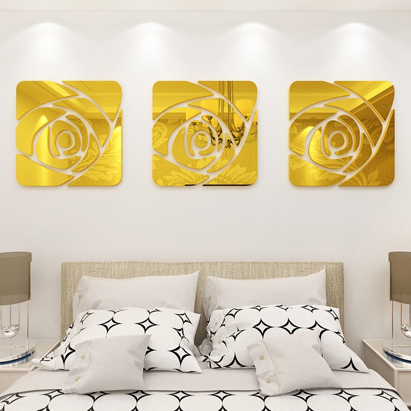 Tranh dán tường mica 3d decor Hoa hồng nghệ thuật Trang trí phòng khách, phòng ngủ, nhà hàng Nhiều Size - EPeBen