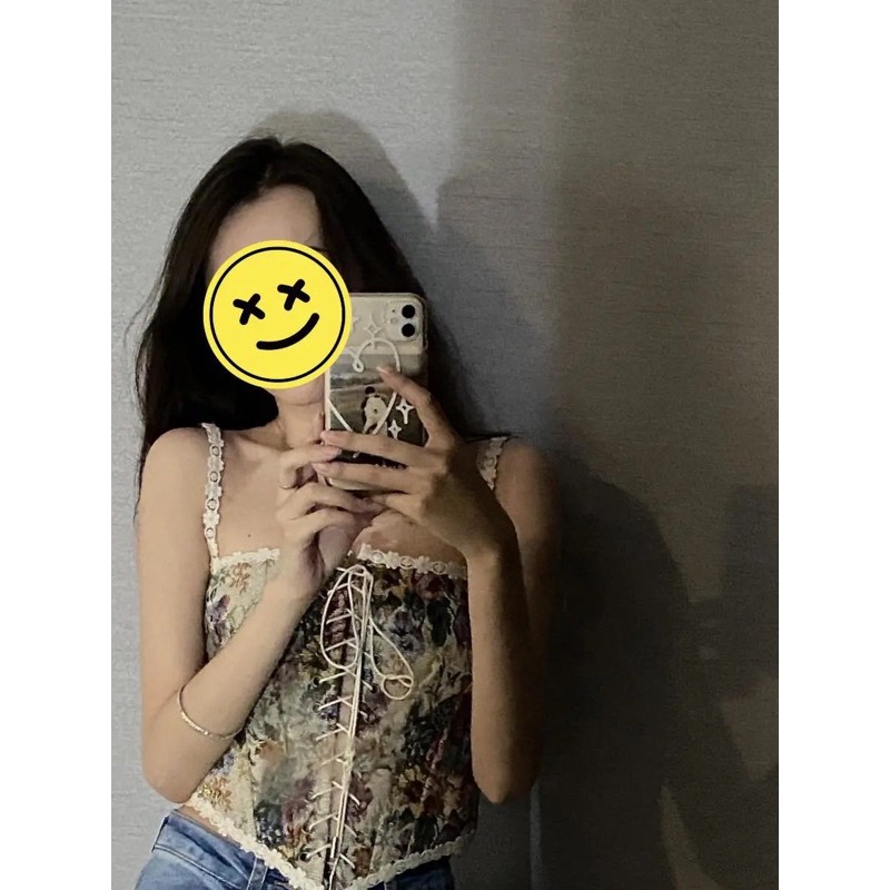 [SẴN] ❤️ Áo hai dây corset phong cách cổ điển Pháp giống quyến rũ thắt eo vạt chữ V ❤️ - CRABE A43 | BigBuy360 - bigbuy360.vn