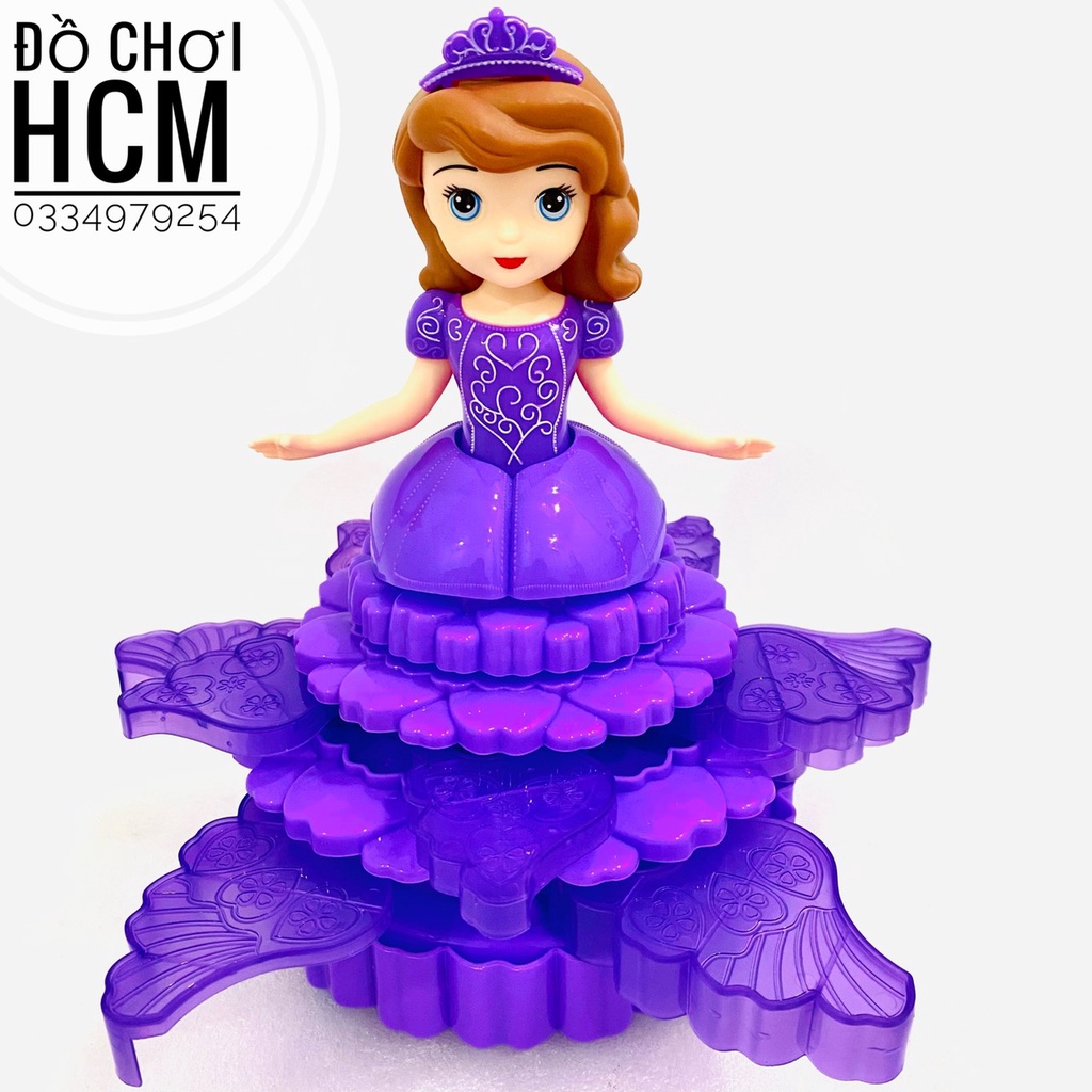 [XOAY 360-NHIỀU MẪU-CLIP] Đồ chơi búp bê công chúa Elsa Anna có đèn nhạc dành cho bé thích hoạt hình Frozen, Bạch tuyết