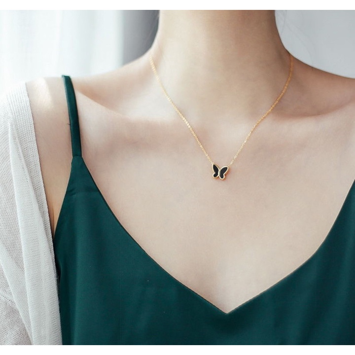 Dây chuyền titan mặt hình bướm butterly màu đen không gỉ WN2121