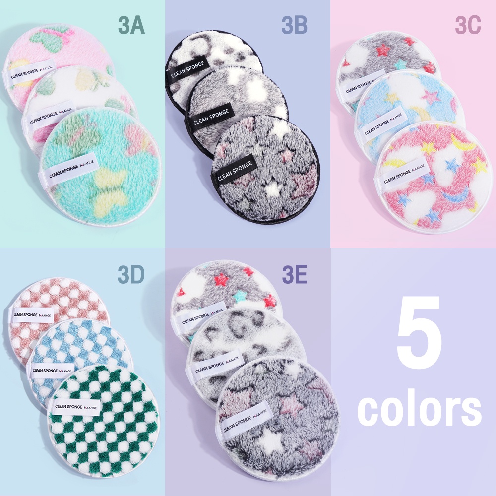 Set 3 bông mút tẩy trang MAGEFY hai mặt nhiều màu sắc