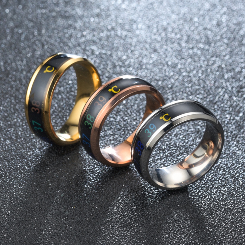 Nhẫn Đổi Màu Theo Nhiệt Độ Chất Liệu Thép Titan Cá Tính Độc Đáo Cho Cặp Đôi