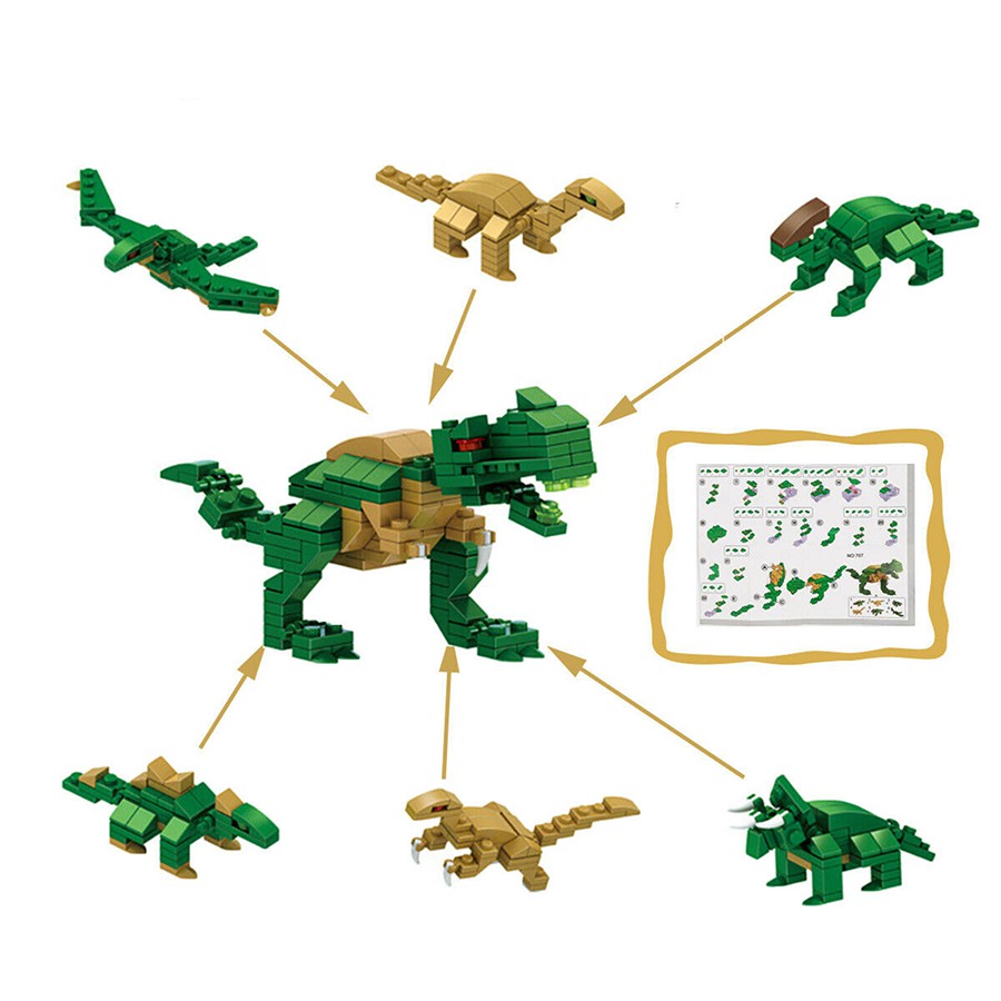 [Mã LIFETOYS1 giảm 30K đơn 99K] Bộ Sưu Tập 6 Trứng Khủng Long Mega Mini Block- Ghép Thành Khủng Long T-Rex Khổng Lồ