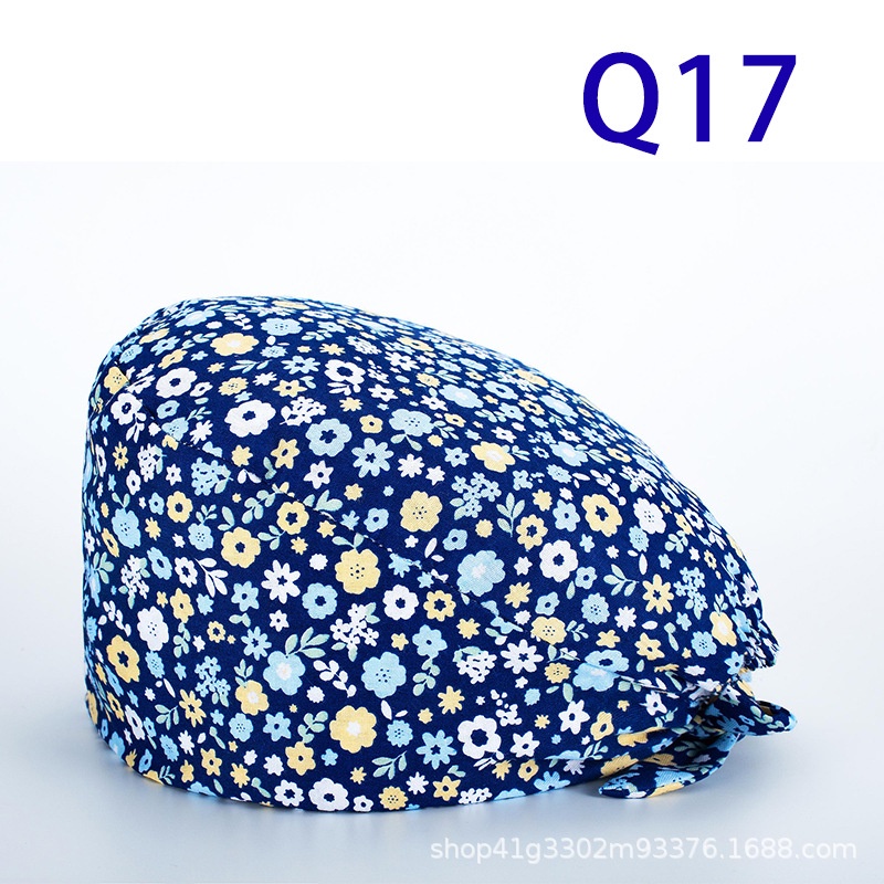 Mũ phẫu thuật cotton thấm hút mồ hôi in họa tiết hoạt hình có nút cài tiện lợi cho bác sĩ/ y tá Q01~Q40