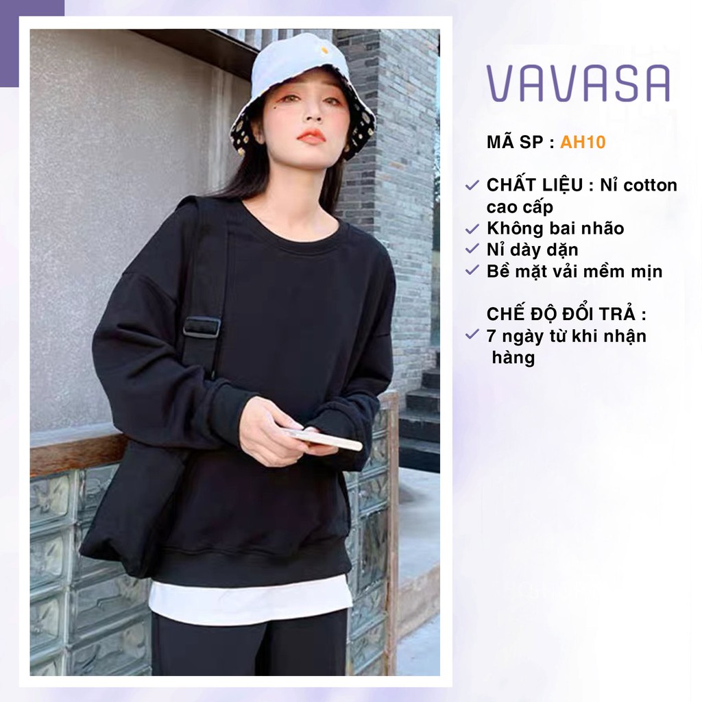 Áo sweater nữ hoodie form rộng cổ tròn cute hàn quốc unisex dài tay VAVASA AH10 | BigBuy360 - bigbuy360.vn