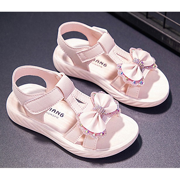 Sandal đính nơ dễ thương cho bé gái từ 3 đến 14 tuổi SS26