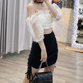 Áo quây tay bồng phối voan