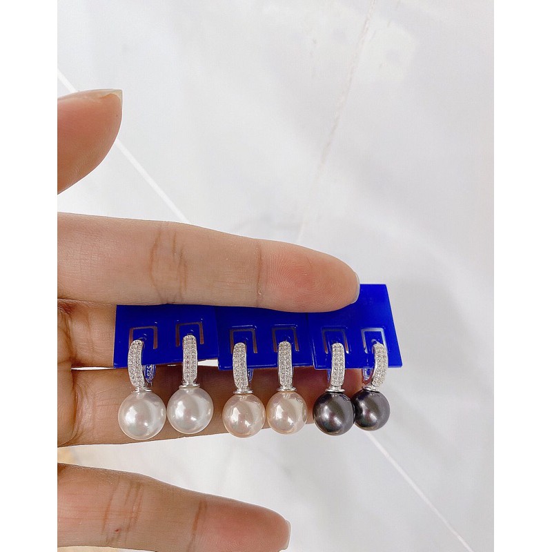 Khuyên tai sành điệu gấp khúc bạc thật mạ vàng trắng (đá nhân tạo)