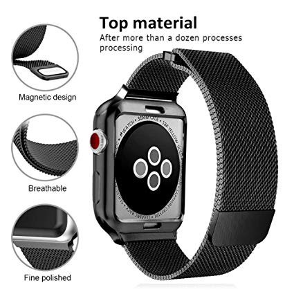 Milanese loop band+case For Apple Watch 38mm 42mm 40mm 44mm series 4 5 bracelet  Stainless Steel strap for iwatch 3 2 1