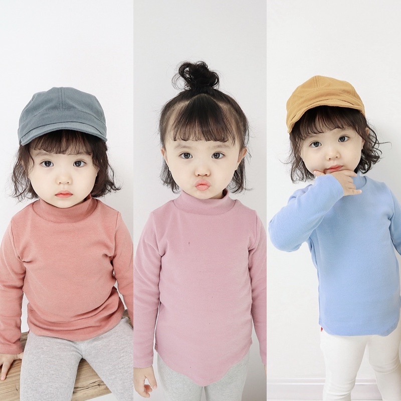 Áo giữ nhiệt cổ 3cm cho bé, chất Cotton mềm mịn co giãn tốt, nhiều màu sắc cho bé trai gái từ 2-7 tuổi - HK KIDS
