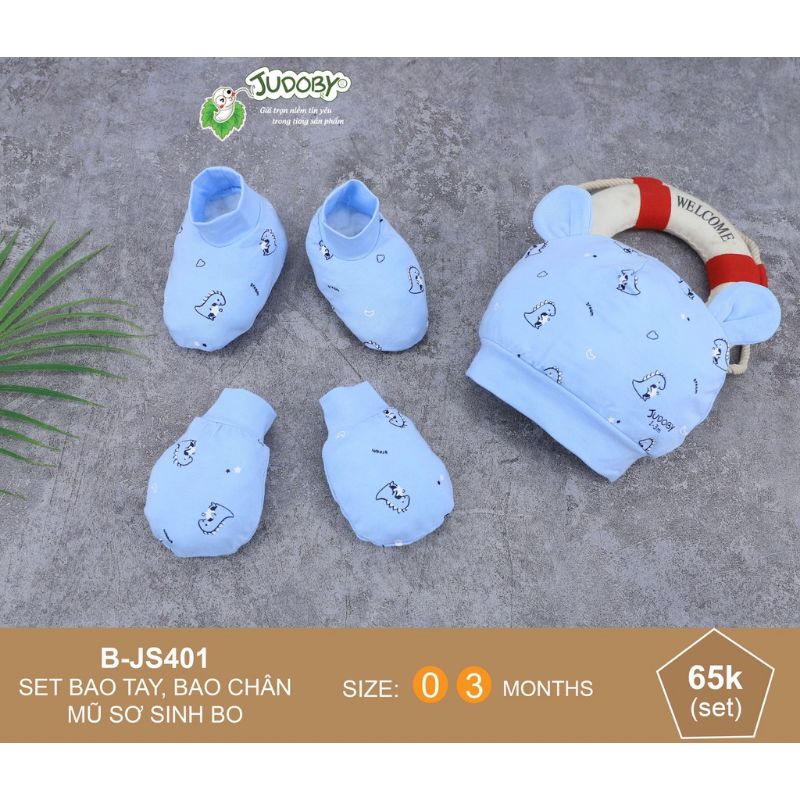 Set 5 Món / Mũ Kèm Bao Tay Bao Chân  Cotton Cho Bé 0-2 Tháng Tuổi