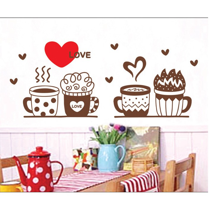 Decal dán tường Love Coffee DKN105 AmyShop (40 x 83cm)