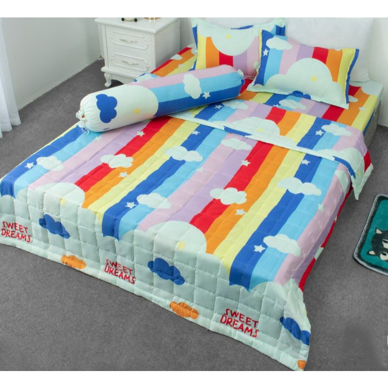 (rẻ vô địch) Bộ ga gối 5 món chăn thu hè ga chun vỏ gối đầu cotton poly khách hàng được chọn mẫu thoải mái khi đến shop | BigBuy360 - bigbuy360.vn