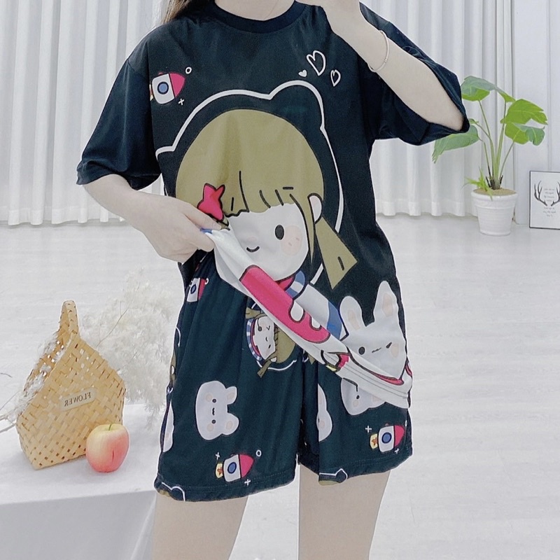 Quần short nam nữ mặc ở nhà thun thể thao thoáng mát form quần đùi hoạt hình