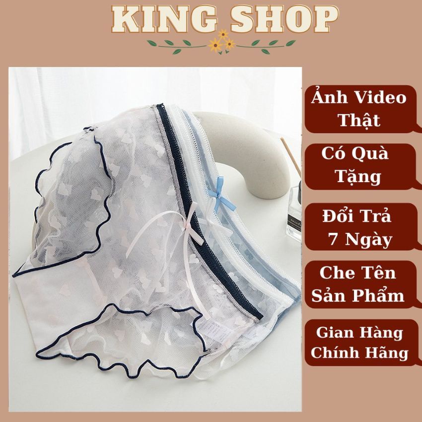 Quần lót nữ ren cao cấp vừa xinh xắn vừa gợi cảm, quần chíp nữ họa tiết trái tim mỏng nhẹ kháng khuẩn L006