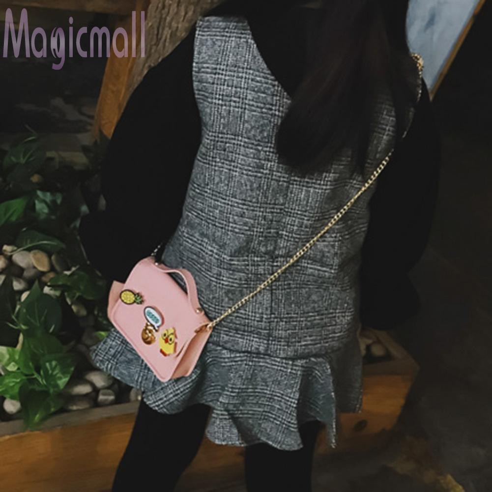 Túi xách da hình hoạt hình phối xích thời trang cho bé gái