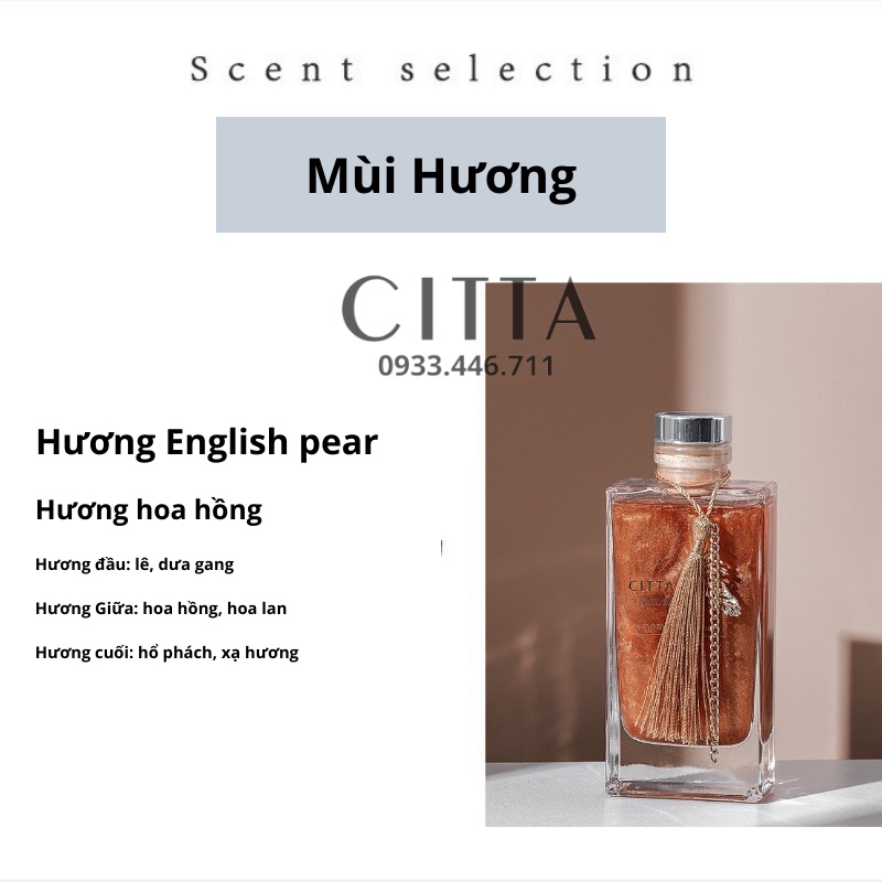 [CITTA ]Tinh dầu tán hương thơm phòng thiên nhiên không cồn cao cấp Citta-CT004 120ml