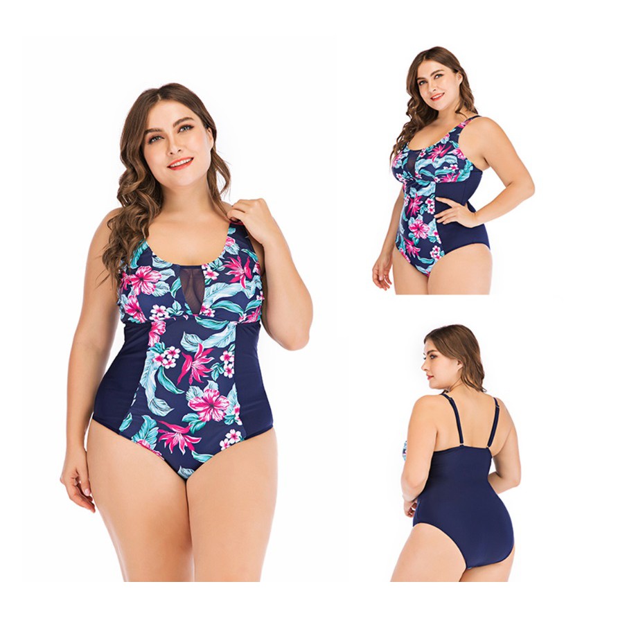 Áo bơi xanh hoa big size 70-85kg