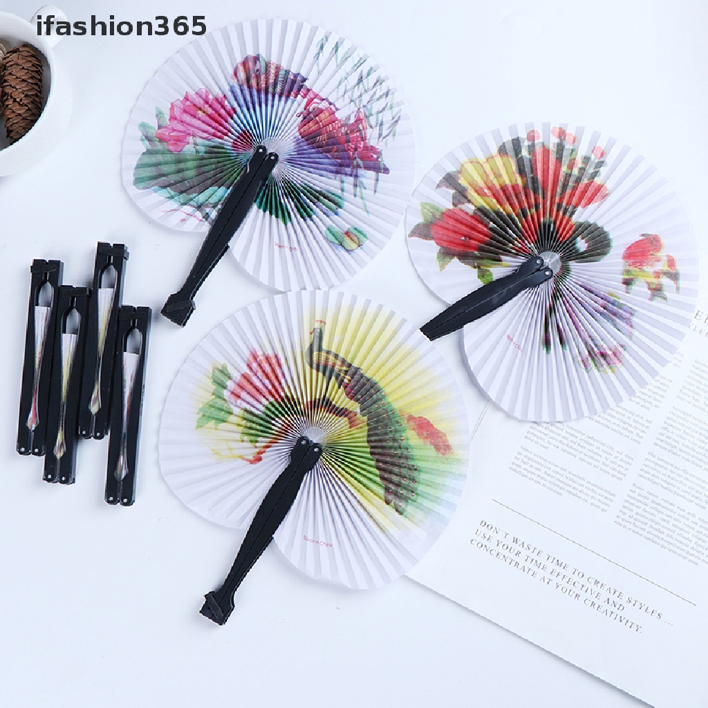 [ifashion365] Summer Handheld Fan Chinese Folding Hand Fan Printed Paper Decorative gift  VN