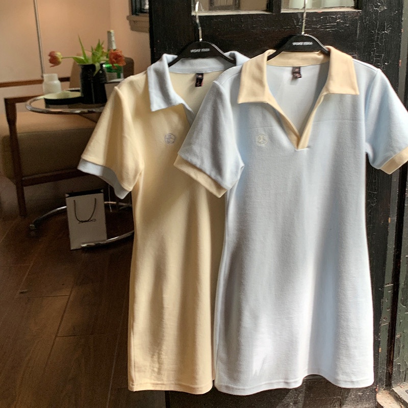Đầm Polo Ngắn Ôm Eo Màu Sắc Trẻ Trung Thời Trang Mùa Hè Cho Nữ