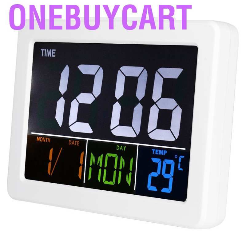 Onebuycart LCD Digital Alarm Clock Student Large Screen Time Temperature Display Home Decor