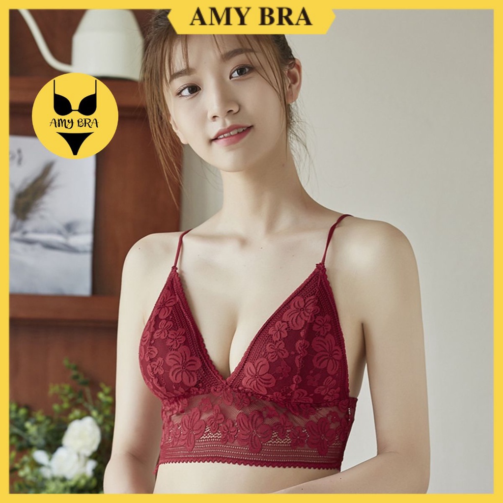 Áo Bra 2 Dây Ren Hoa - Áo Ngực Mút Mỏng Không Gọng - Bra Ren Thoáng Mát AMYBRA B3052