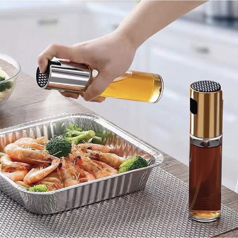 Bình xịt dầu ăn thủy tinh 100ml, nắp bằng inox bền, chắc, rất đẹp, hàng chính hãng.