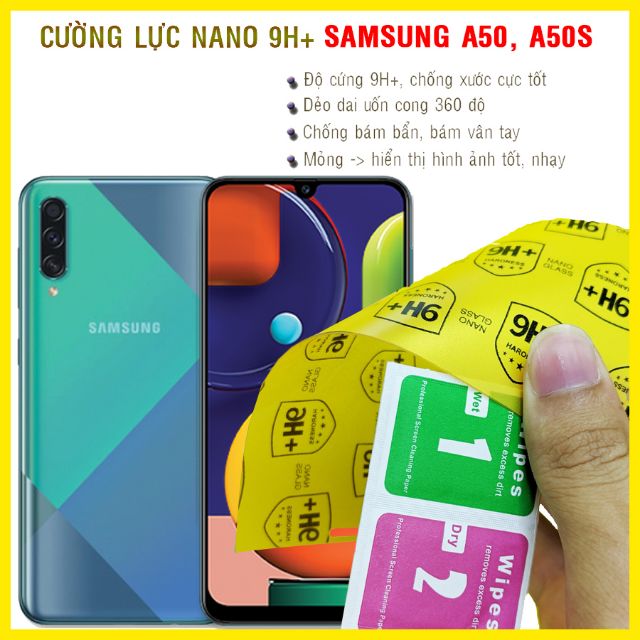 Dán cường lực dẻo nano 9H+ Samsung A50, A50s