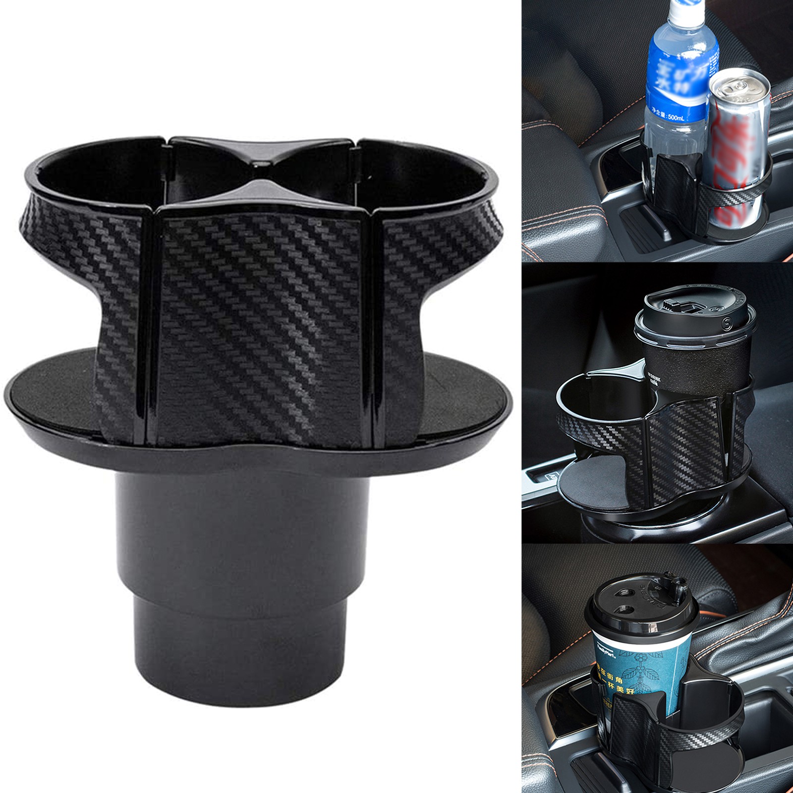 IN STOCK Car Center Console Dual Cup Holder Expander for Drinks 2 In 1 Multifunctional 2 Cup Mount Extender