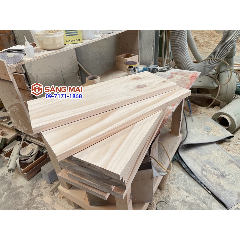 Tấm gỗ thông làm kệ dài 30cm x rộng 20cm x dày 2cm  + láng nhẵn mịn 4 mặt