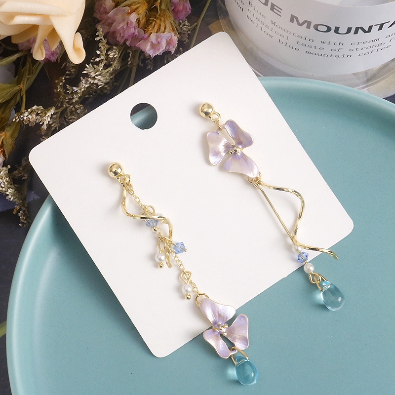 Đôi bông tai bạc 925 hình hoa tím xinh xắn cho nữ