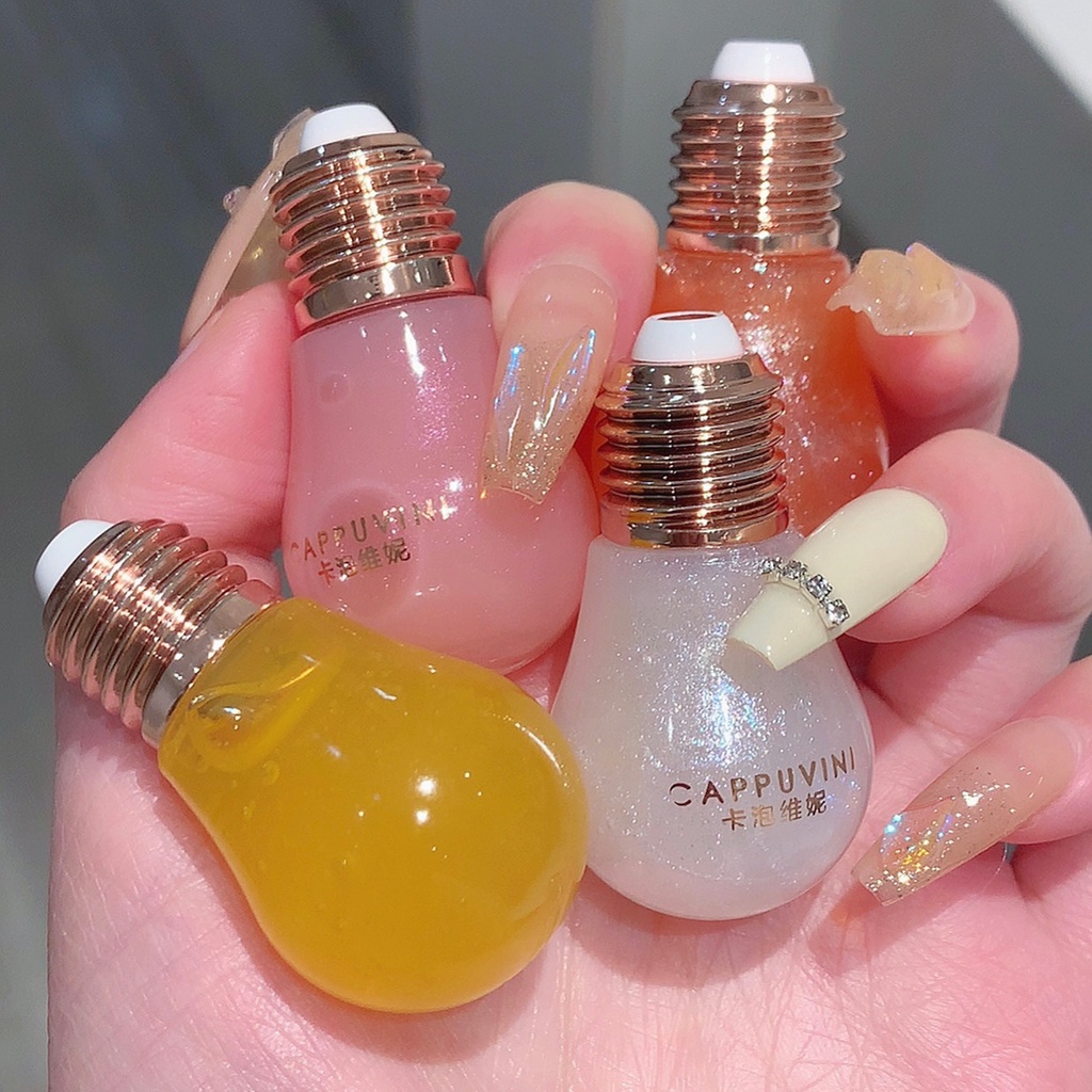 Son bóng dưỡng môi Cappuvini thiết kế hình bóng đèn siêu cute mềm mượt, Son dưỡng bóng Cappuvini dưỡng ẩm môi