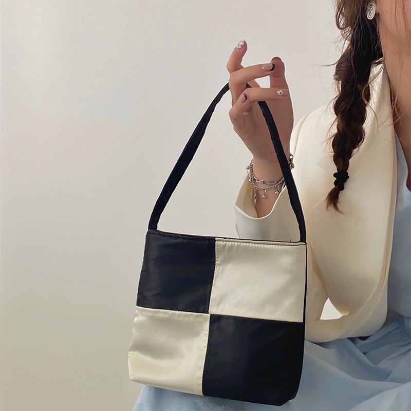 Túi xách IELGY vải nylon thiết kế họa tiết kẻ caro thời trang đa năng