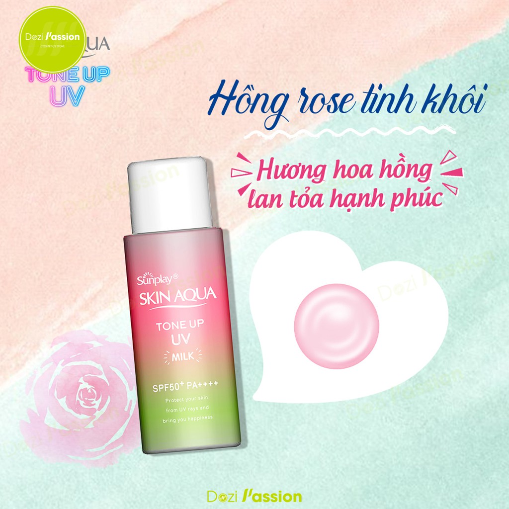 Kem Chống Nắng Sunplay Skin Aqua Tone Up UV Dạng Sữa - Sunplay Skin Aqua Milk Happiness Aura Rose SPF50+ PA 50g