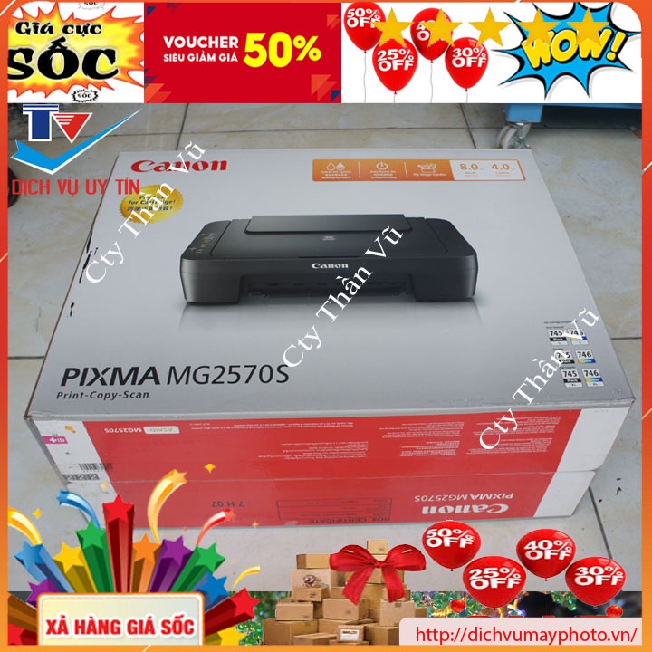 Máy in phun màu đa chức năng Canon PIXMA MG 2570S chạy ổn định chức năng photocopy scan in màu in đen trắng mới 100%