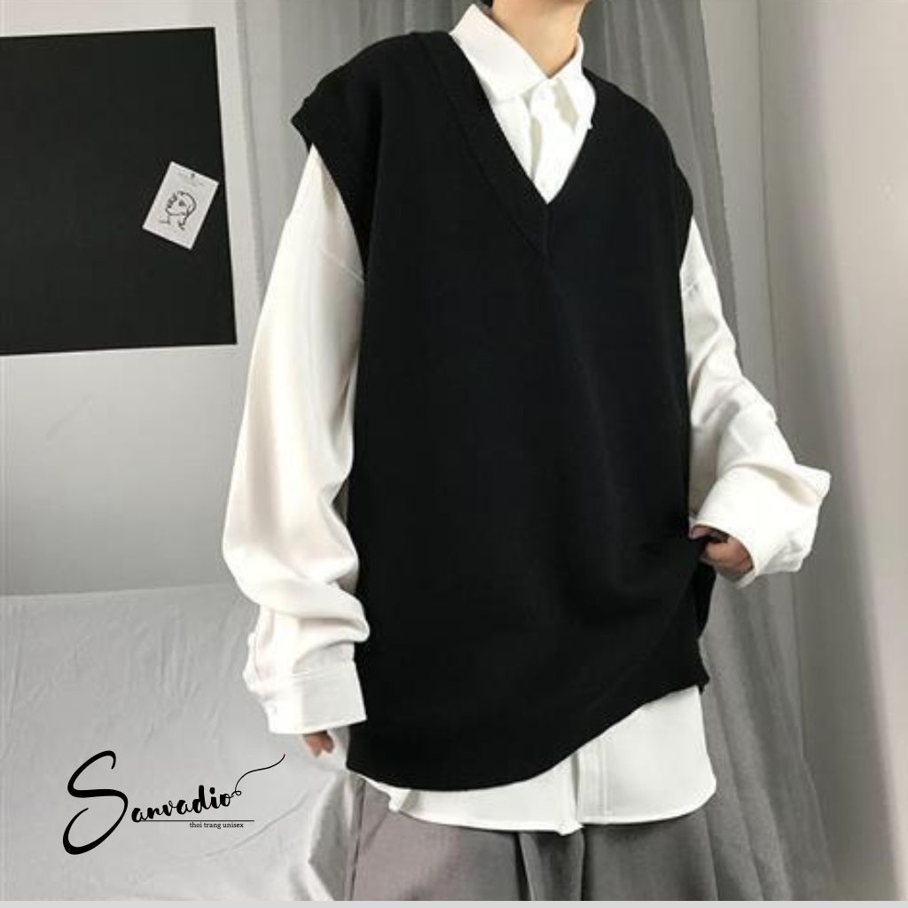 Áo Gile Trơn Nam bigsize ulzzang SANVADIO gile nam form rộng unisex basic nam nữ đẹp oversize thời trang Hàn Quốc