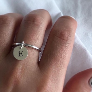 TAG RING 💙 Nhẫn Charm Tròn Khắc Chữ Tên Theo Yêu Cầu Chất Liệu Bạc 950