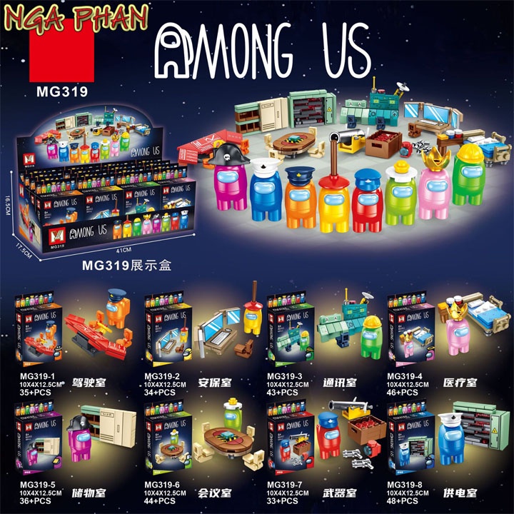 Combo 2 Nhân Vật Game Among Us Đồ Chơi Xếp Hình Lắp Ráp Lego MG MOC DIY