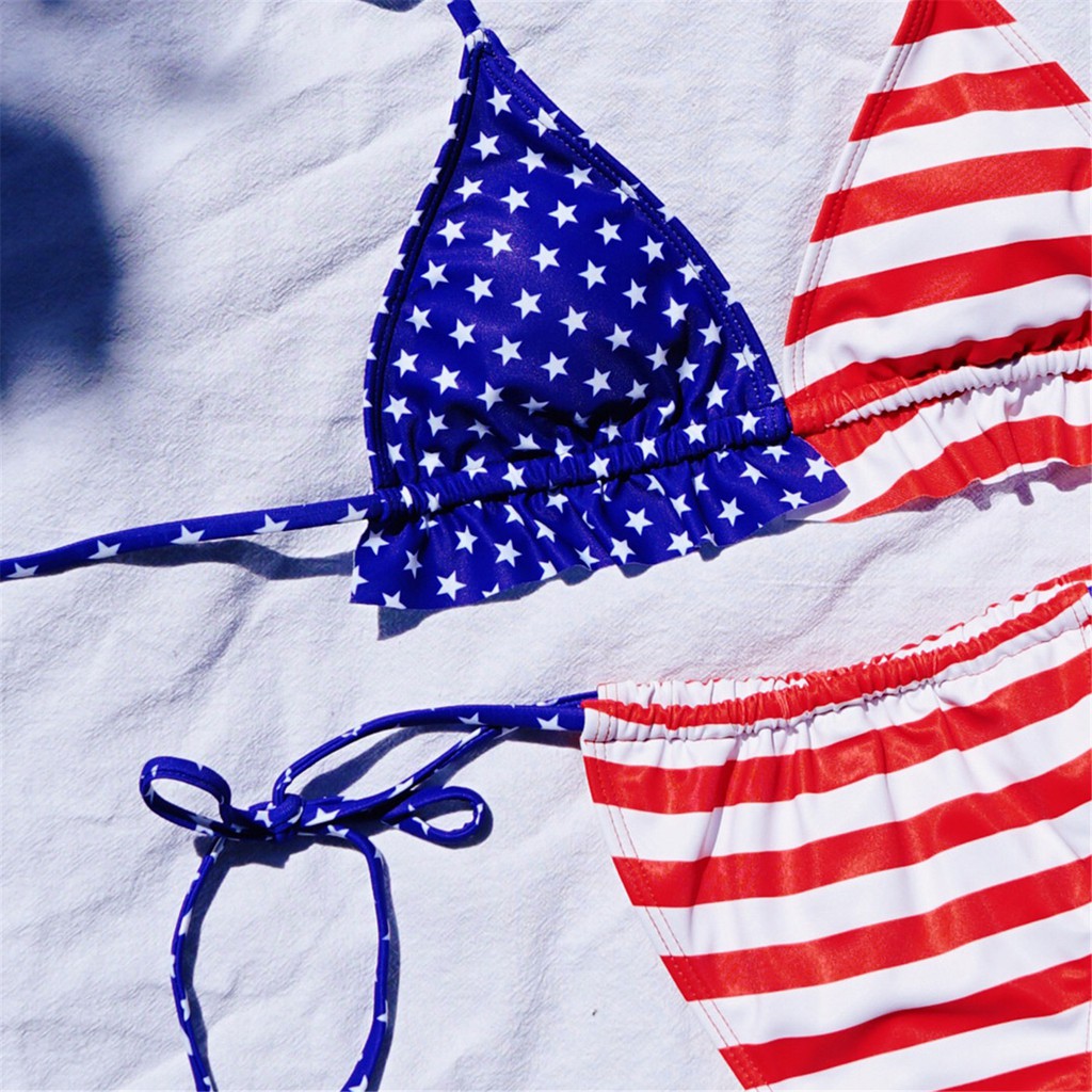 [Mã FACBGO245 giảm 10K đơn bất kì] Bikini In Hình Lá Cờ Có Mút Nâng Ngực | BigBuy360 - bigbuy360.vn