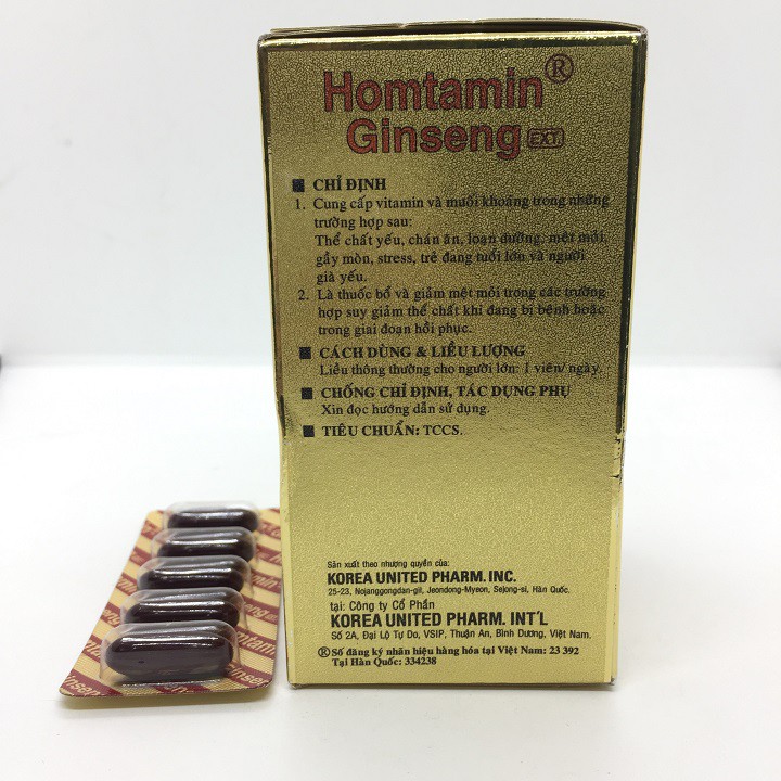 Homtamin Ginseng hộp 12 vỉ x 5 viên