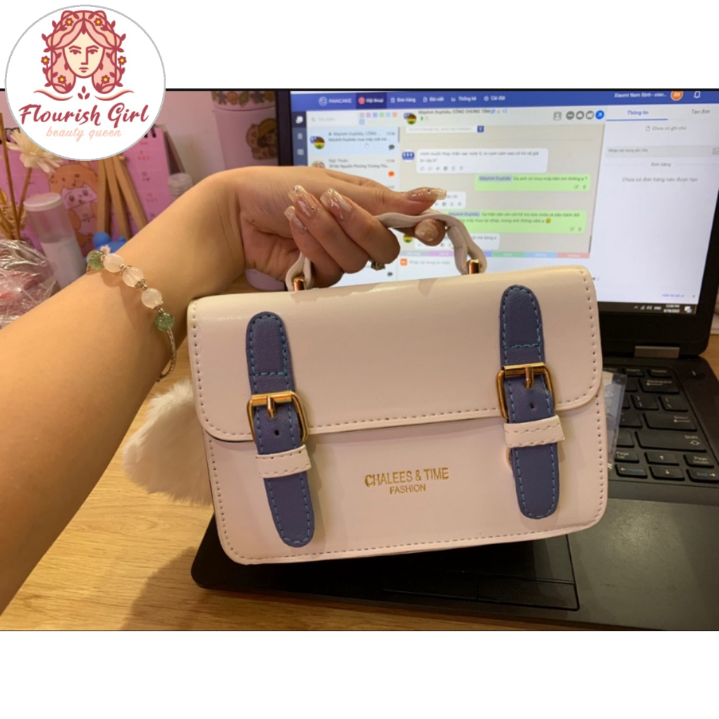 Túi xách đeo chéo hình hộp nắp gài, túi công sở nữ phong cách Hàn Quốc mới lạ siêu xinh size 18 T041