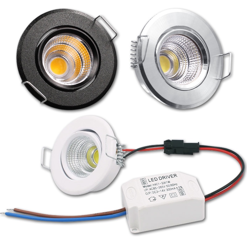 Đèn LED trần mini LED điểm đèn LED 3W Đèn nền LED trắng, đen, bạc Đèn nền mini tủ đèn chiếu sáng tại