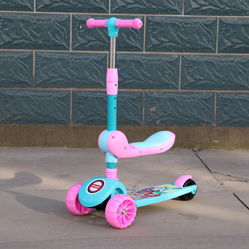 Xe trượt Scooter 3 bánh đa năng có đèn led phát sáng, có nhạc và ghế ngồi cho trẻ em - Xe thăng bằng có nhạc dành cho bé