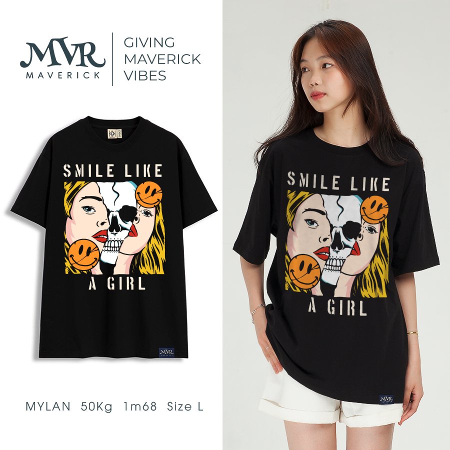 Áo thun nam phông nữ nụ cười của cô gái phong cách big size localbrand MVR BB4330