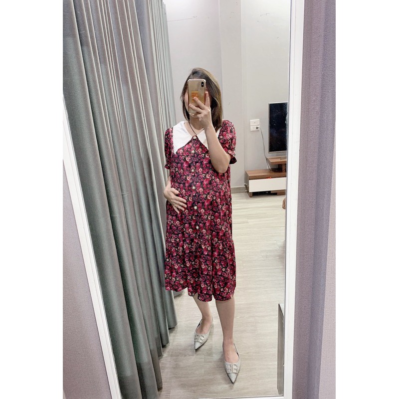 váy hoa cổ trắng thêu