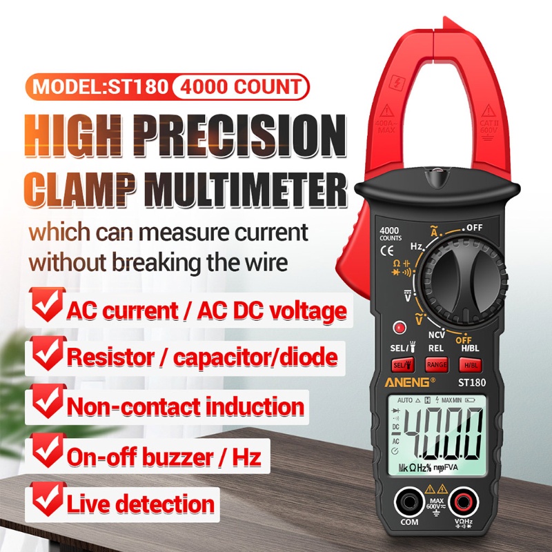 Kẹp Đo Điện Áp Tự Động Màn Hình LCD Nhiều Màu Sắc Rms 6000 Bước