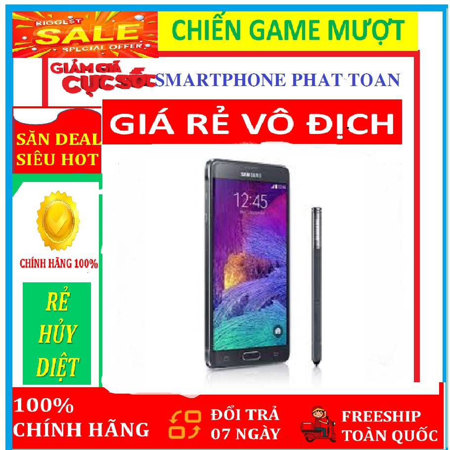 '' Bão Sale " điện thoại SAMSUNG GALAXY NOTE 4 2SIM ram 3G/16G Fullbox - CPU: Exynos 5433 8 nhân