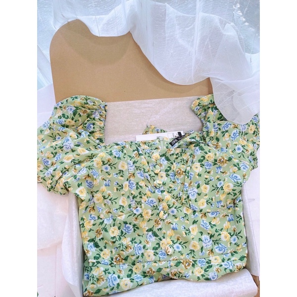 FREESHIP ĐẦM HOA NHÍ CỔ VUÔNG TAY BỒNG XẺ TÀ KIỂU DÁNG NHẸ NHÀNG THANH LỊCH KDS